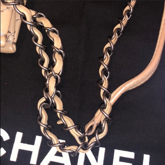 🔴SOLD🔴Authentic CHANEL Beige Tote with Bag Charm - Picture 11 of 16